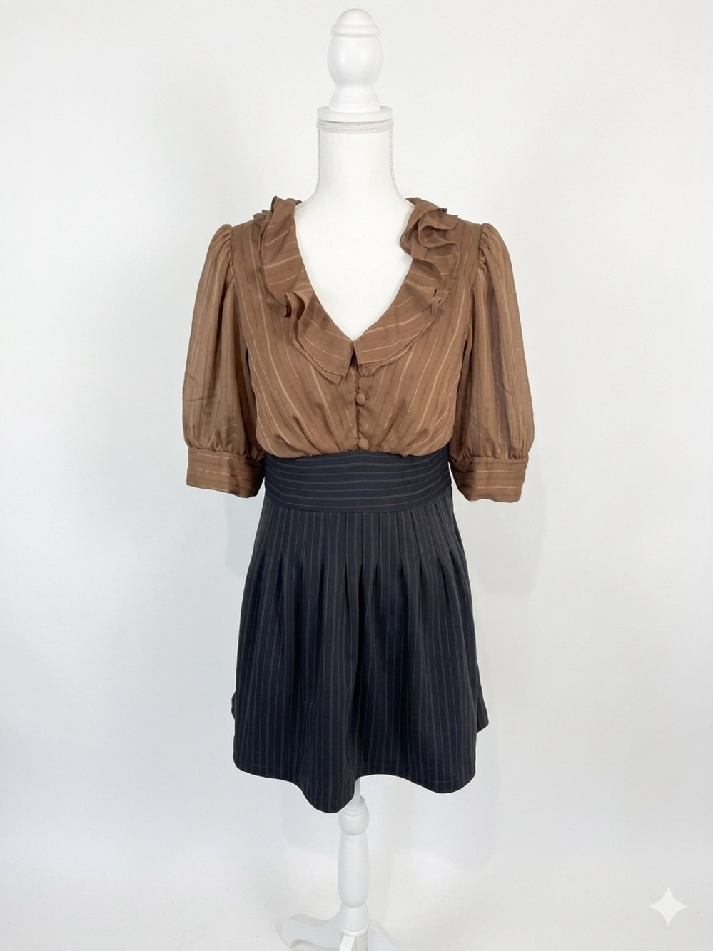 Rabbit Rabbit Rabbit Designs Pinstripe Dark Academia Dress 10 Retro Autumn Fall